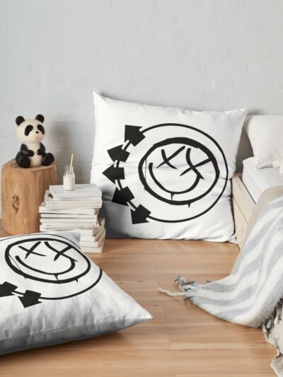 Blink The Eyes 182 Times Throw Pillow Official Blink 182 Band Merch