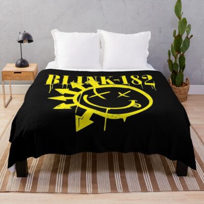 Smiley And Arrow Throw Blanket Official Blink 182 Band Merch